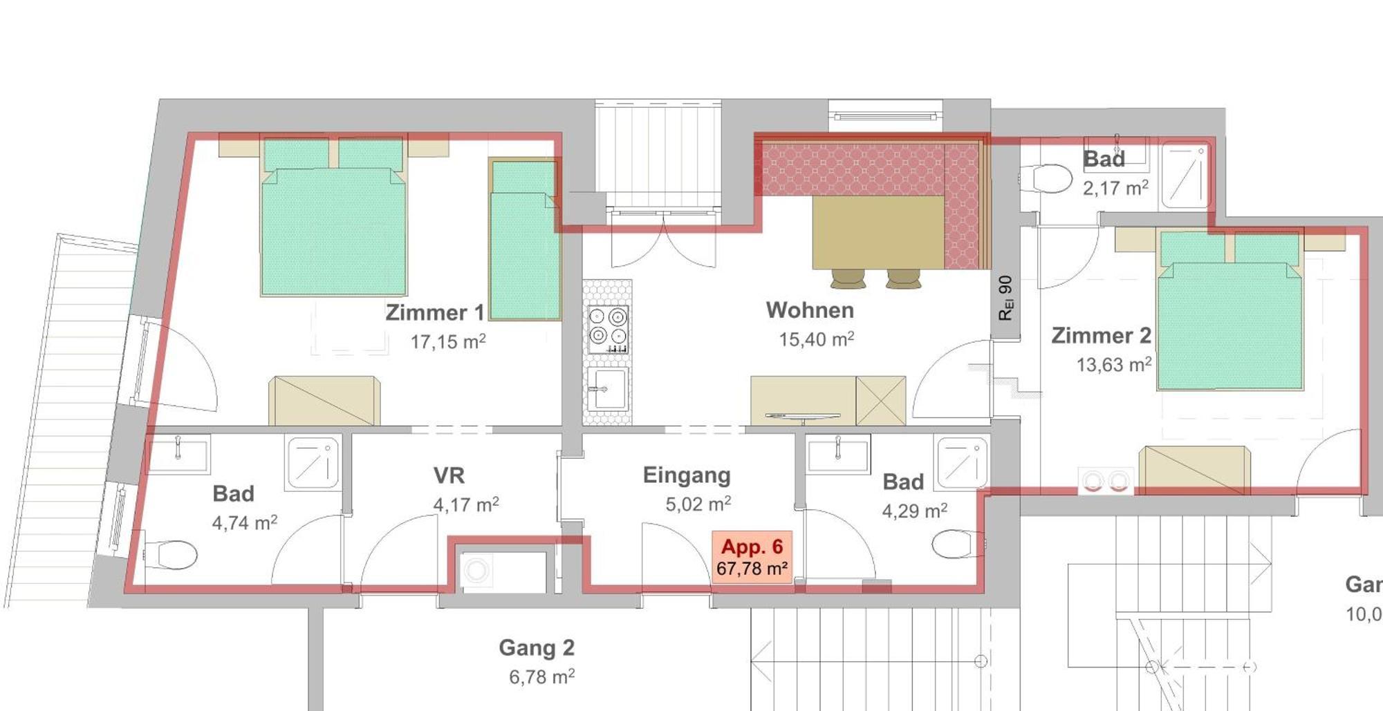 Two-Bedroom Apartment with Balcony