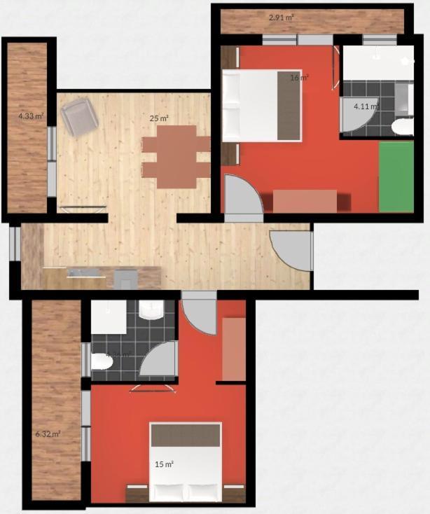 Apartment mit 2 Schlafzimmern und Balkon