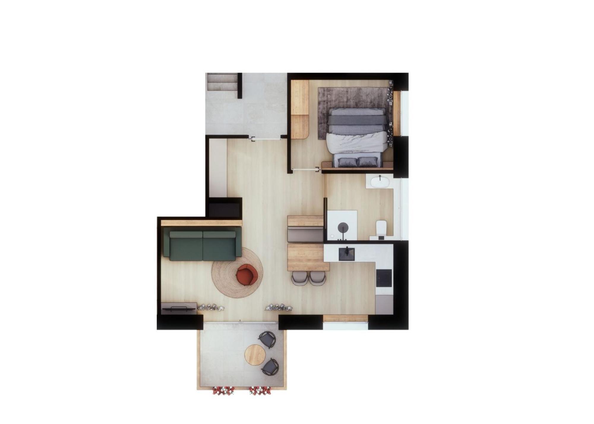 Apartment mit 1 Schlafzimmer und Seeblick